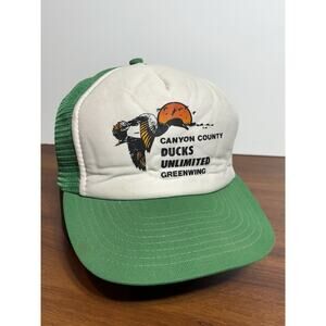 Vintage 80s Ducks Unlimited Greenwing Wildlife Scene Trucker Snapback Hat Cap